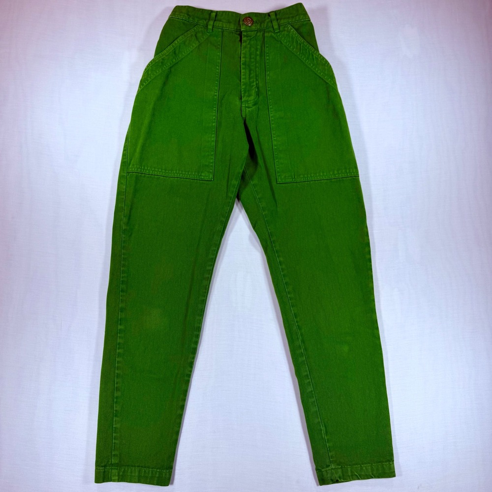 Big Bud Press Pencil Pants Kelly Green High Waisted Cotton Tapered XS Rare